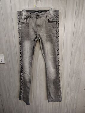 Legendary Status Women's Denim Jeans Size 20 Charcoal Boot cut Zig Zag Sides